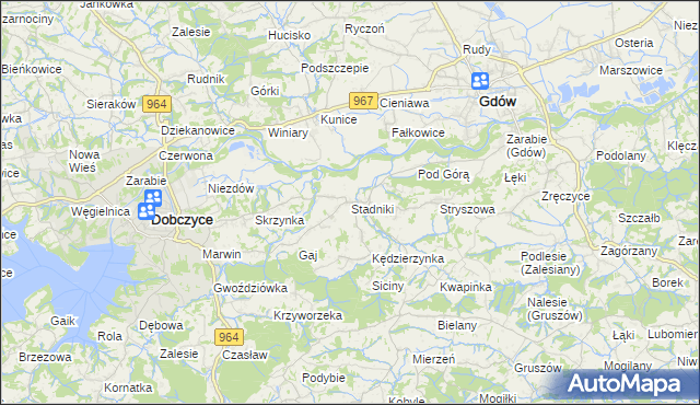 mapa Stadniki gmina Dobczyce, Stadniki gmina Dobczyce na mapie Targeo