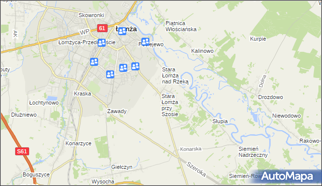 mapa Stara Łomża przy Szosie, Stara Łomża przy Szosie na mapie Targeo