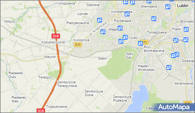 mapa Stasin gmina Konopnica, Stasin gmina Konopnica na mapie Targeo