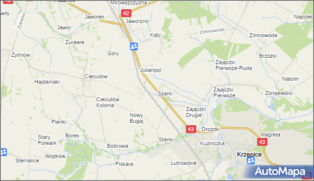 mapa Szarki gmina Krzepice, Szarki gmina Krzepice na mapie Targeo