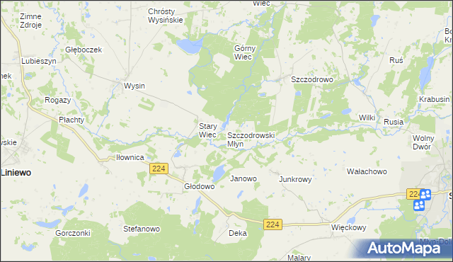 mapa Szczodrowski Młyn, Szczodrowski Młyn na mapie Targeo