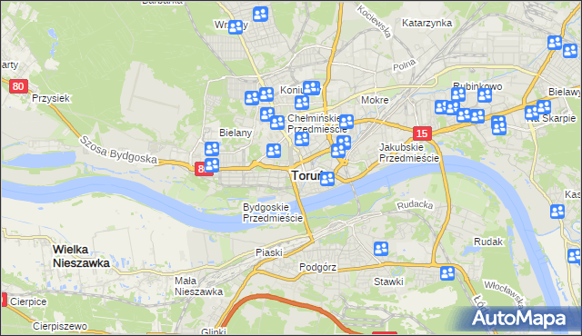 mapa Torunia, Toruń na mapie Targeo