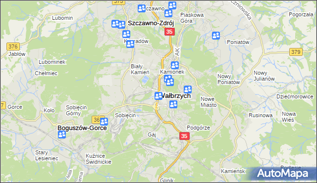 mapa Wałbrzycha, Wałbrzych na mapie Targeo