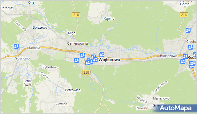 mapa Wejherowo, Wejherowo na mapie Targeo