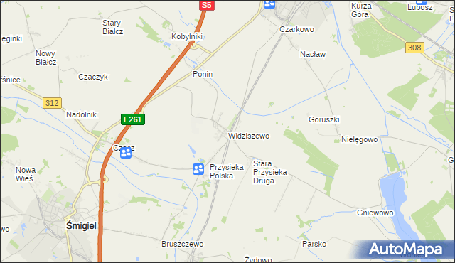 mapa Widziszewo, Widziszewo na mapie Targeo
