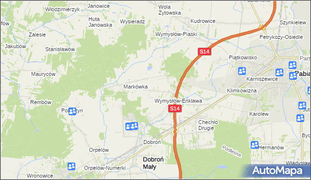 mapa Wincentów gmina Dobroń, Wincentów gmina Dobroń na mapie Targeo