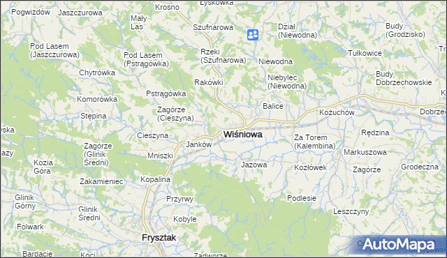 mapa Wiśniowa powiat strzyżowski, Wiśniowa powiat strzyżowski na mapie Targeo