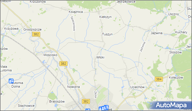 mapa Włóki gmina Dzierżoniów, Włóki gmina Dzierżoniów na mapie Targeo