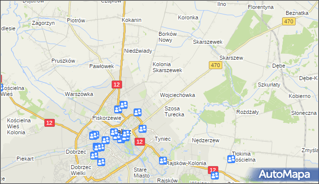 mapa Wojciechówka gmina Żelazków, Wojciechówka gmina Żelazków na mapie Targeo