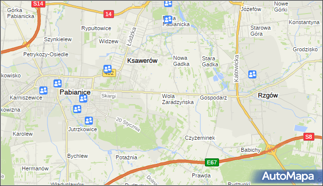 mapa Wola Zaradzyńska, Wola Zaradzyńska na mapie Targeo