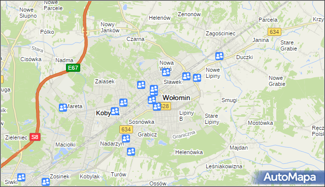 mapa Wołomin, Wołomin na mapie Targeo