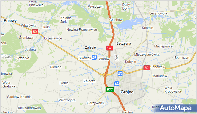 mapa Worów, Worów na mapie Targeo