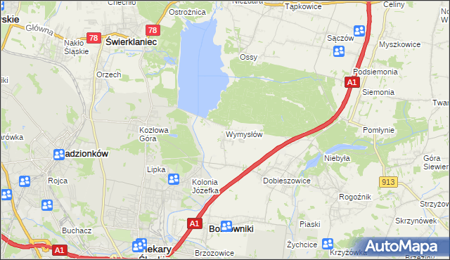 mapa Wymysłów gmina Bobrowniki, Wymysłów gmina Bobrowniki na mapie Targeo