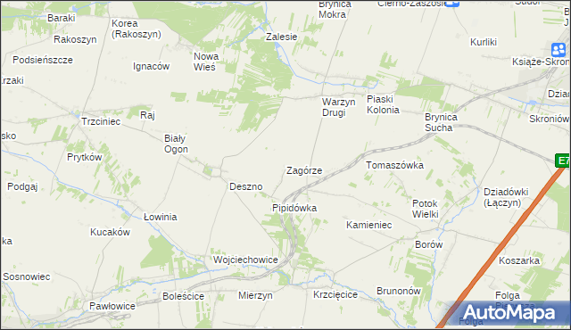 mapa Zagórze gmina Nagłowice, Zagórze gmina Nagłowice na mapie Targeo