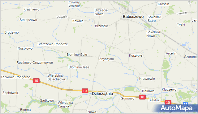 mapa Zbyszyno, Zbyszyno na mapie Targeo