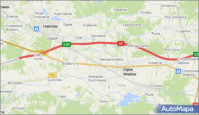 mapa Aleksandrówka gmina Dębe Wielkie, Aleksandrówka gmina Dębe Wielkie na mapie Targeo