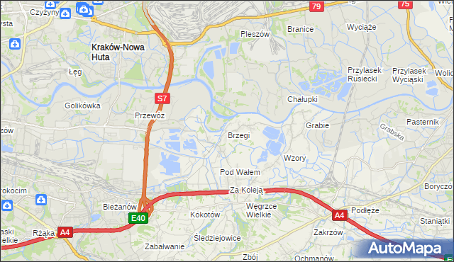 mapa Brzegi gmina Wieliczka, Brzegi gmina Wieliczka na mapie Targeo