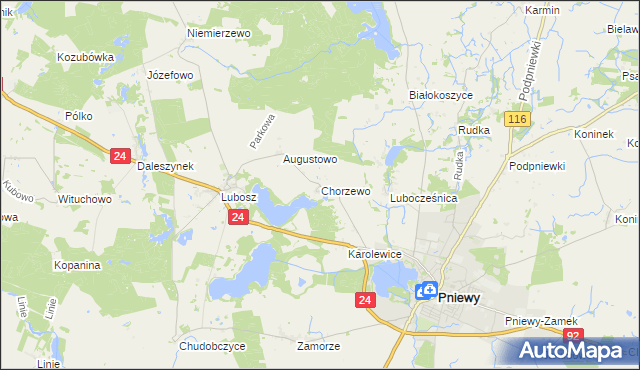 mapa Chorzewo gmina Kwilcz, Chorzewo gmina Kwilcz na mapie Targeo