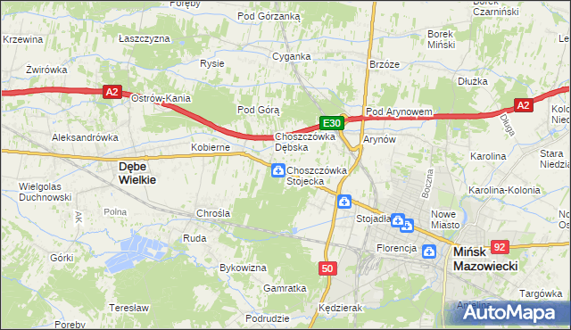 mapa Choszczówka Stojecka, Choszczówka Stojecka na mapie Targeo
