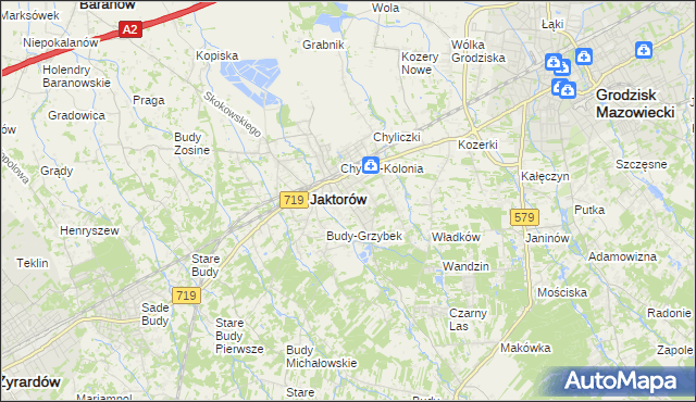 mapa Chylice gmina Jaktorów, Chylice gmina Jaktorów na mapie Targeo