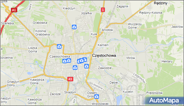 mapa Częstochowy, Częstochowa na mapie Targeo