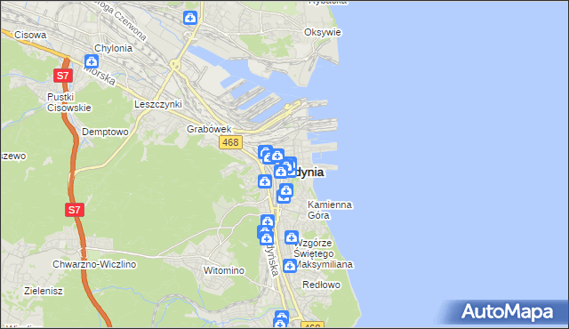 mapa Gdyni, Gdynia na mapie Targeo