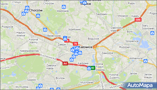 mapa Katowic, Katowice na mapie Targeo