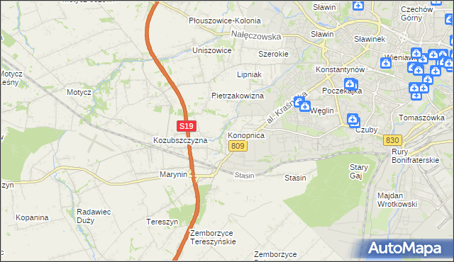 mapa Konopnica powiat lubelski, Konopnica powiat lubelski na mapie Targeo