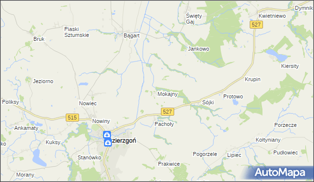 mapa Mokajny, Mokajny na mapie Targeo