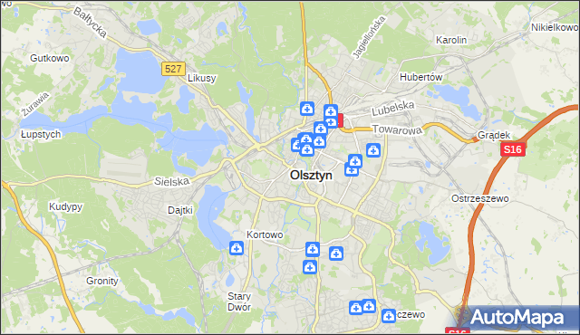 mapa Olsztyna, Olsztyn na mapie Targeo