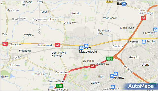 mapa Ożarów Mazowiecki, Ożarów Mazowiecki na mapie Targeo