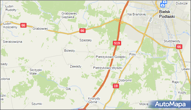 mapa Pietrzykowo-Gołąbki, Pietrzykowo-Gołąbki na mapie Targeo