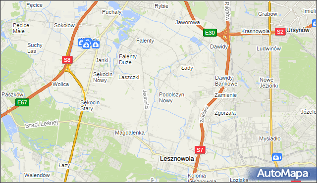 mapa Podolszyn Nowy, Podolszyn Nowy na mapie Targeo