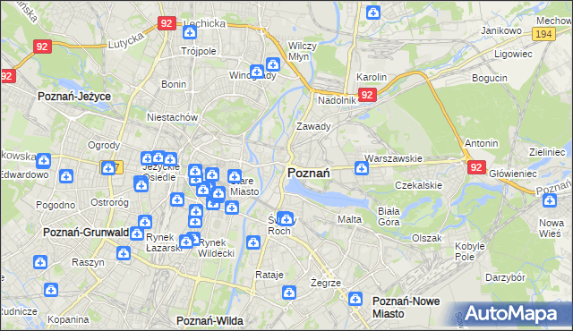 mapa Poznania, Poznań na mapie Targeo