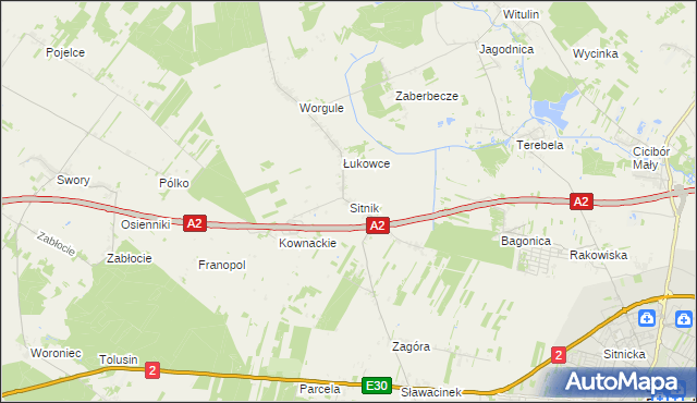 mapa Sitnik gmina Biała Podlaska, Sitnik gmina Biała Podlaska na mapie Targeo