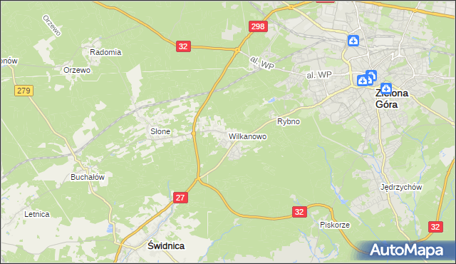 mapa Wilkanowo gmina Świdnica, Wilkanowo gmina Świdnica na mapie Targeo