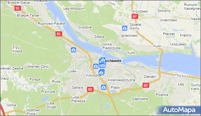 mapa Włocławka, Włocławek na mapie Targeo