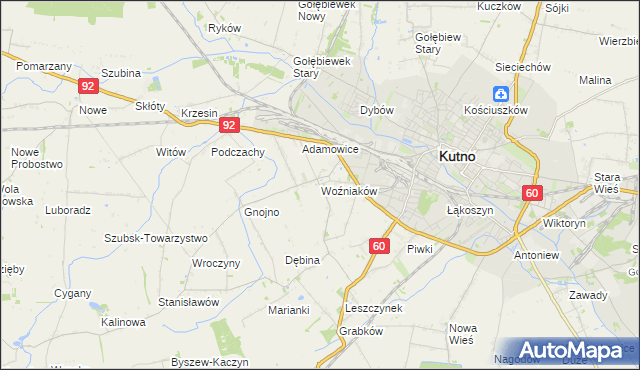 mapa Woźniaków, Woźniaków na mapie Targeo