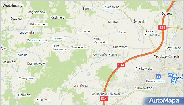 mapa Wymysłów-Piaski, Wymysłów-Piaski na mapie Targeo