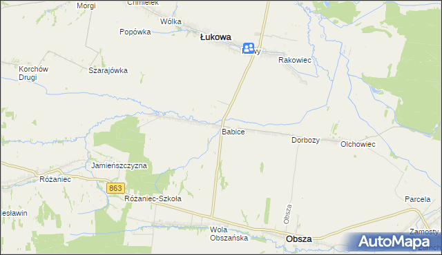 mapa Babice gmina Obsza, Babice gmina Obsza na mapie Targeo