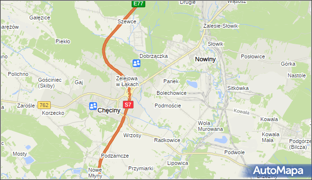 mapa Bolechowice gmina Sitkówka-Nowiny, Bolechowice gmina Sitkówka-Nowiny na mapie Targeo