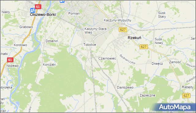 mapa Czarnowiec gmina Rzekuń, Czarnowiec gmina Rzekuń na mapie Targeo