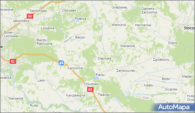 mapa Dąbrowa gmina Łochów, Dąbrowa gmina Łochów na mapie Targeo