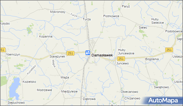mapa Damasławek, Damasławek na mapie Targeo