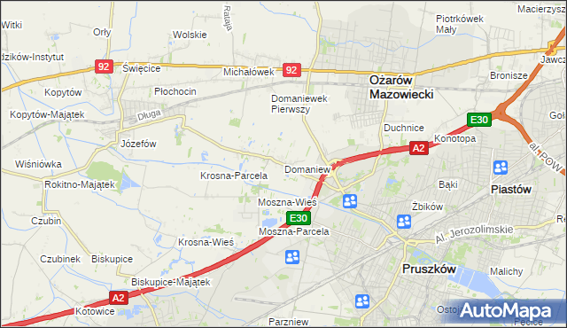 mapa Domaniew gmina Brwinów, Domaniew gmina Brwinów na mapie Targeo