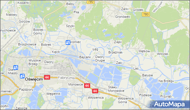 mapa Dwory Drugie, Dwory Drugie na mapie Targeo