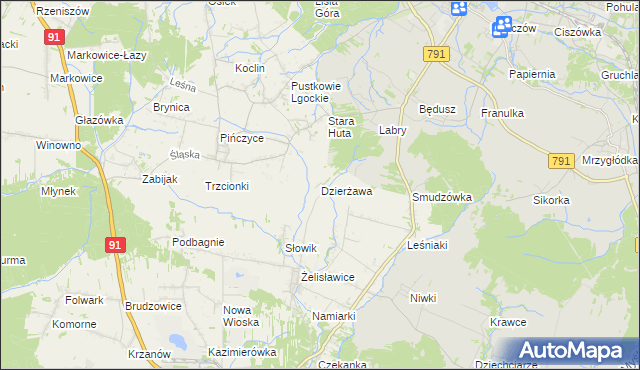 mapa Dzierżawa, Dzierżawa na mapie Targeo