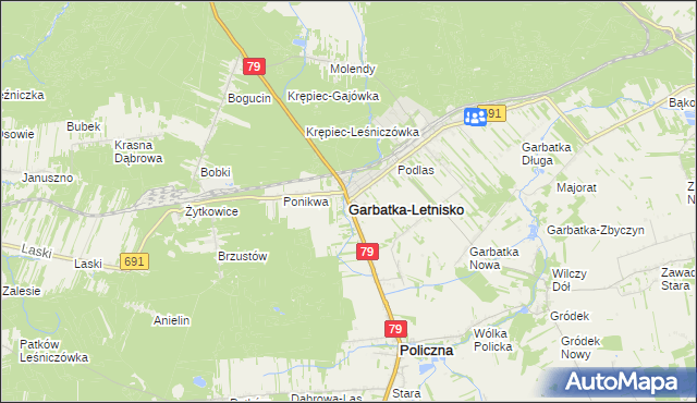 mapa Garbatka-Letnisko, Garbatka-Letnisko na mapie Targeo