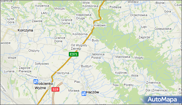 mapa Jabłonica Polska, Jabłonica Polska na mapie Targeo