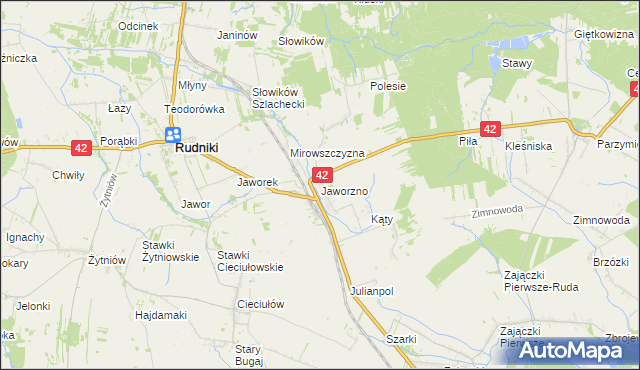 mapa Jaworzno gmina Rudniki, Jaworzno gmina Rudniki na mapie Targeo